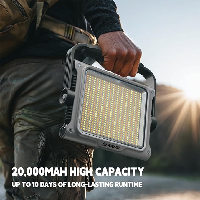 P8 Portable Rechargeable Camping Lantern & Work Light, 3500LM Brightness, 20000mAh Battery with Wide LED Flood Lighting, IP67 Waterproof, Magnetic Base for Outdoor, Camping, Job Site, Emergency