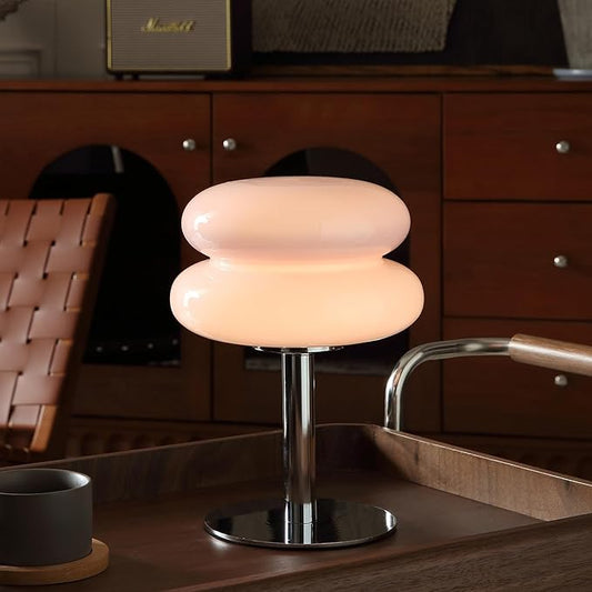 Mushroom Lamp Table Lamp for Night Stands,Mid Century Modern Desk Lamps for Bedroom, Vintage Dimmable Bedside Small Lamps, Cute Cool Home Room Aesthetic Decor for Living Room (Pink)