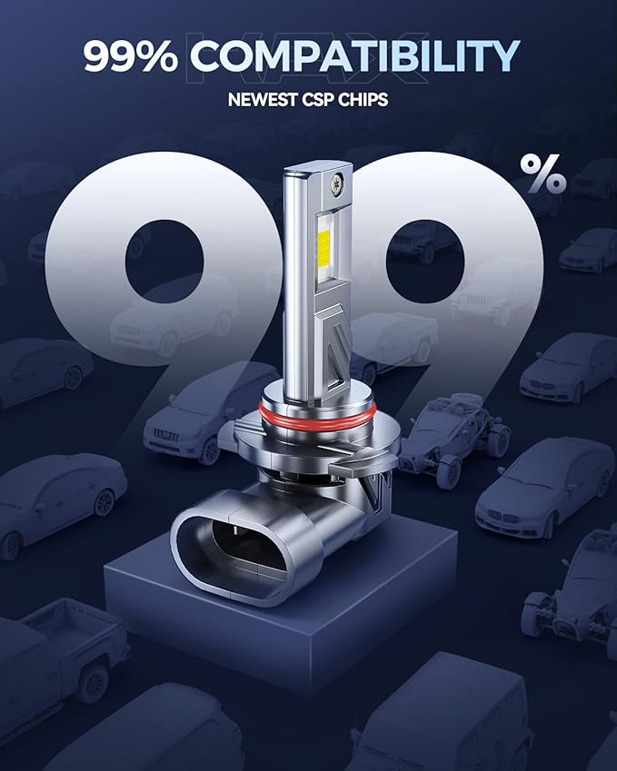 KAX 2025 10X Brightener 9005 Led Bulb for Car Owners, 50000Lm HB3 for Drivers at Night, LED Bulb During Bad Weather, 1:1 Real Size, 100000 Hours Lifespan, 99% Fit Your Vehicles, Plug & Play, 2 Pack