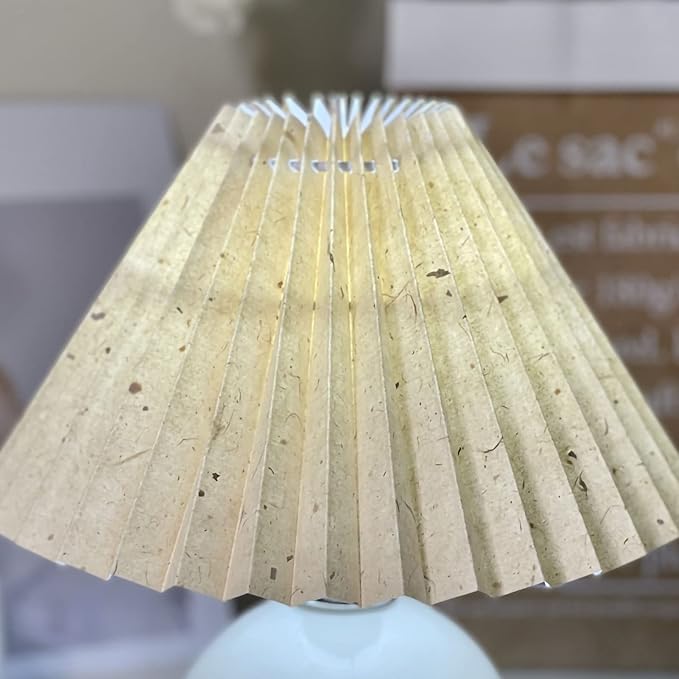 Lampshade, Nordic Table Lamp Shade Fabric Wrinkle E27 Pleated Large Lamp Anti Dazzling Table Shades Anti Glare Round Bedroom Floor Pure White Apricot Khaki Beige Wine Red (#17)