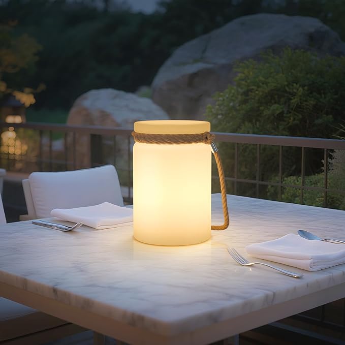 uuffoo 2 Pcs LED Lantern Cordless Table Lamp IP44 Shower Safe with Remote, 8-10H Battery Life RGB Warm White Dimmable for Indoor Outdoor Patio Camping Home