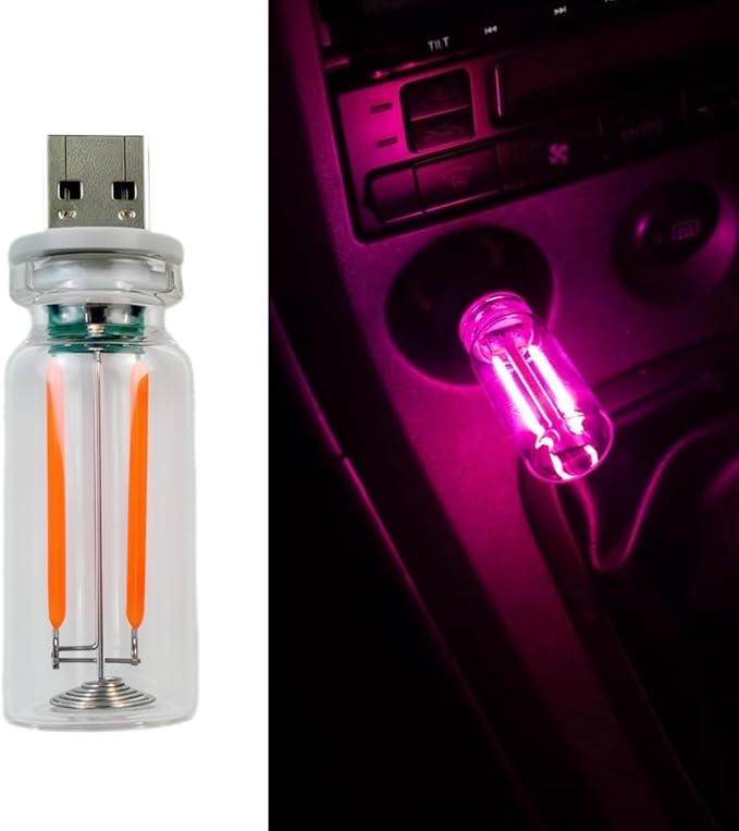 Dimmable Pink USB Touch Control Led Lights for Car, Cute Interior Truck Lights, Retro Led Night Light Ambient Lighting, Glass USB Mood Lamp Bedroom, Car Accessories for Men Women