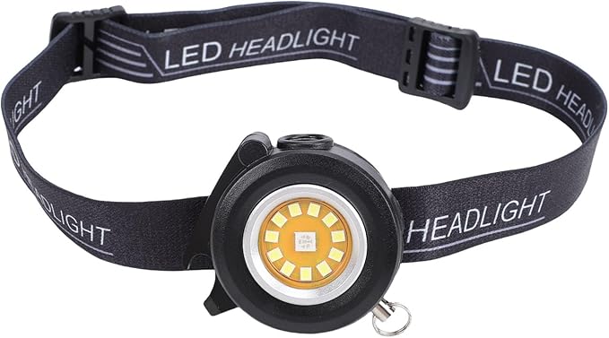 Keychain Flashlight, Round RGB Keychain Work Light LED Torch with Bottle Opener Rotatable Back Clamp for Emergency Camping Car Repair (Black)