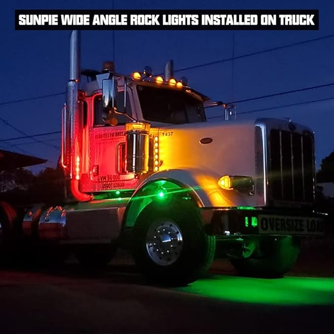 SUNPIE 12 Pods Upgraded 210 Degrees Wide Angle RGBW Rock Lights App Voice Mode Music Mode Automatic Control Neon Light Kit Wheel Well Lights for Off Road Truck SUV ATV UTV Boats