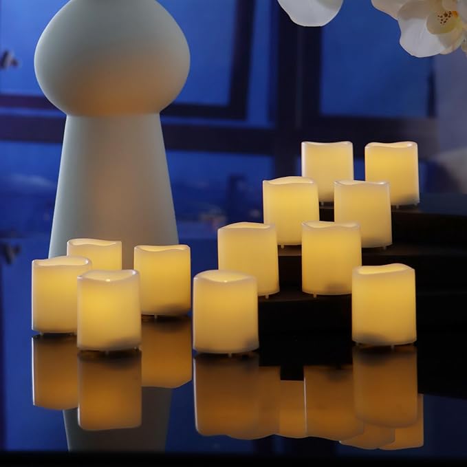 48 Pack Flameless Votive Candles Flickering Electric Fake Candles LED Battery Operated Tea Lights for Home Wedding Decor Party Table Halloween Christmas Decorations, Warm White Glow