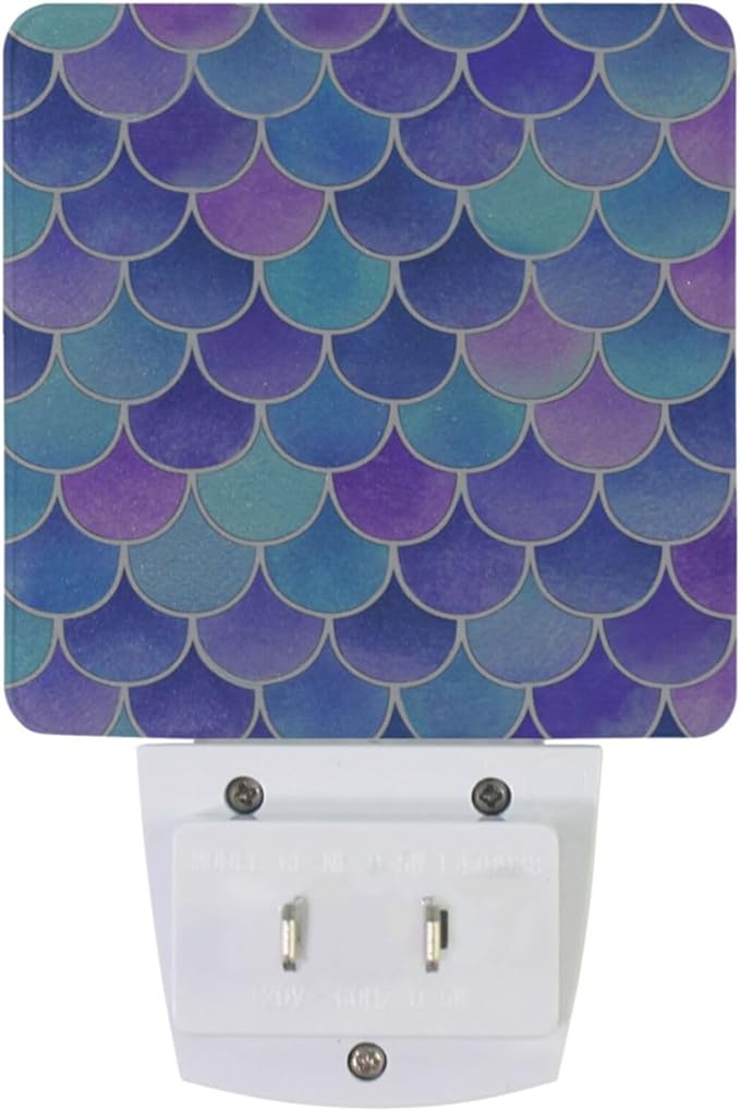 Vdsrup Mermaid Scales Night Light Set of 2 Rainbow Galaxy Plug-in LED Nightlights Auto Dusk-to-Dawn Sensor Lamp for Bedroom Bathroom Kitchen Hallway Stairs