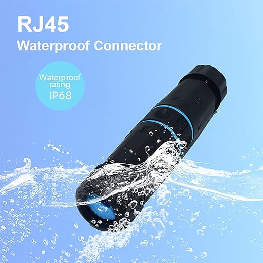 IP68 Waterproof RJ45 Coupler, Shielded Pure Copper Waterproof Ethernet Coupler, IP68 Waterproof Ethernet Outdoor LAN Cable Connector for Cat5, Cat5e/Cat6/Cat7/Cat8 Ethernet Cable (Black 2 Pack Female)