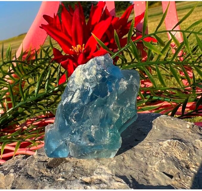Zenkeeper 1 Lb Large Rough Blue Fluorite Stone Raw Fluorite Crystal Stone Natural Blue Fluorite Crystal Stone Mineral Specimen Gemstone Healing Crystals and Stones