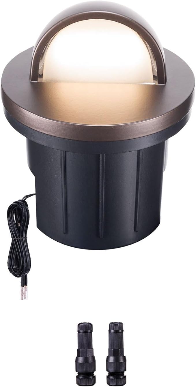 3000K Landscape Well Lights, 6W 420LM LED Low Voltage 12V Ground Lights, IP67 Waterproof Aluminum Oil-Rubbed Bronze, Anti-Glare Outdoor Lighting for Pathway, Tree, Walkway