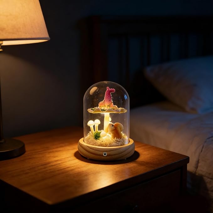 QUELIEN Mushroom Lamp,Mothers Day Mom Gifts for Mom,Light Up Mushroom in Glass Dome,Birthday Party Decorations,Ideal Birthday Gift,GirlfriendGift
