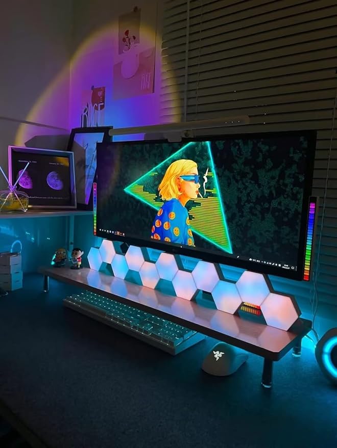 Hexagon Lights, Smart LED Wall Lights with Remote, 13 Colors Touch-Sensitive DIY Modular Assembled RGB Wall Panels, Hex Light with USB-Power for Autism, Game Room Decor, Party (6-Pack)