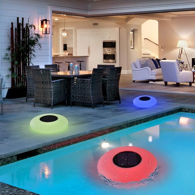 Swimming Pool Lights Solar Floating Light with Multi-Color LED Waterproof Outdoor Garden Lights 1pc