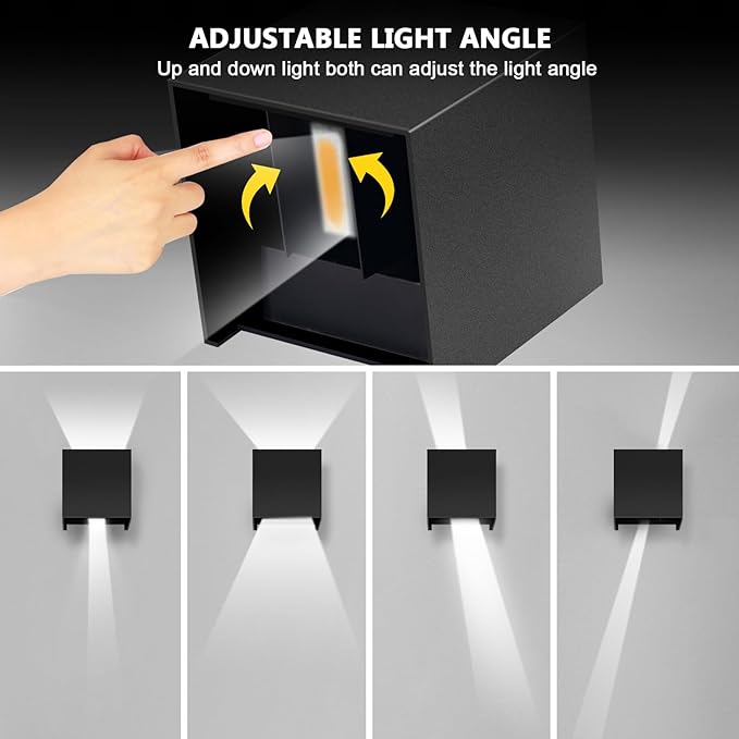 2-Pack Outdoor Wall Lights, Modern Square Up and Down Lights Outdoor Wall Lights IP65 Waterproof Aluminum Sconces with Motion Sensor 10W 3000K LED Outdoor Lighting Fixture for Porch Patio