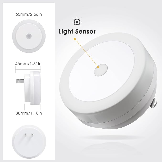 Night Lights Plug-in [2Pack], LED Night Light with Sensor for Kids, Baby, Bathroom, Stair, Hallway - Cool White