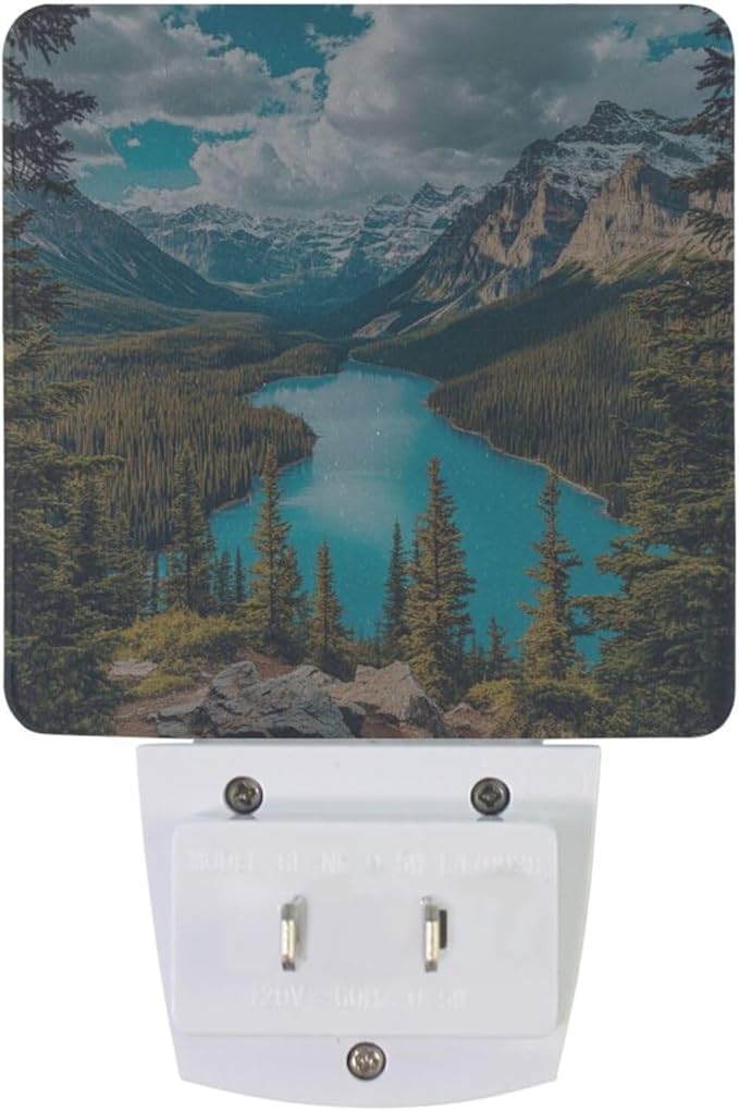 Forest and Lake Night Light 2 Pack Dusk to Dawn Sensor Led Lamp for Women Men Night Lights Plug into Wall Decor for Bedroom Kitchen Bathroom Corridor, 0.5W
