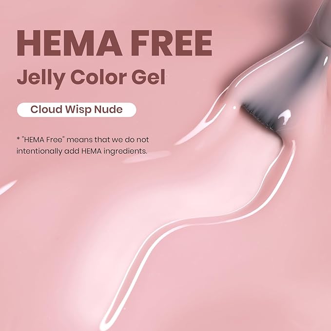 Beetles Cloud Wisp Nude Gel Nail Polish - 15ML Full Size Neutral Jelly Nude Pink Nail Polish Base Color Nail Concealer Sheer Translucent Effect Soak Off UV LED French Nail Art Salon DIY Manicure Gifts