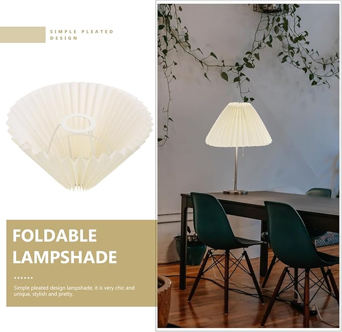 DOITOOL 6.30 Inch Pleated Fabric Lampshade Cover Clip-on Lamp Shade Accessories for Table Lamps Bedroom Living Room Light Shade Replacement