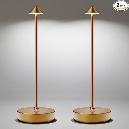LED Cordless Table Lamp Rechargeable - 6000mAh Battery Operated Waterproof Desk Lamp 3 Color Stepless Dimming Touch Lamps Memory Light for Home Restaurant Dining Outdoor Patio Set of 2 Bronze