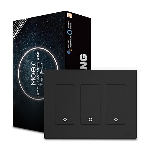 MOES 2nd Generation WiFi Smart Light Switch, Wall Switch 2.4GHz, Neutral Wire Required, Smart Life APP Remote Control, Compatible with Alexa, No Hub Required, Black 3 Gang