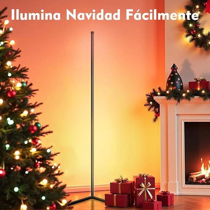 YHW RGB Corner Floor Lamp, Smart App and Remote Control Color Changing Ambience Light Music Sync, LED Lamp with 16 Million Colors for Bedroom, Living Room Gaming Room.