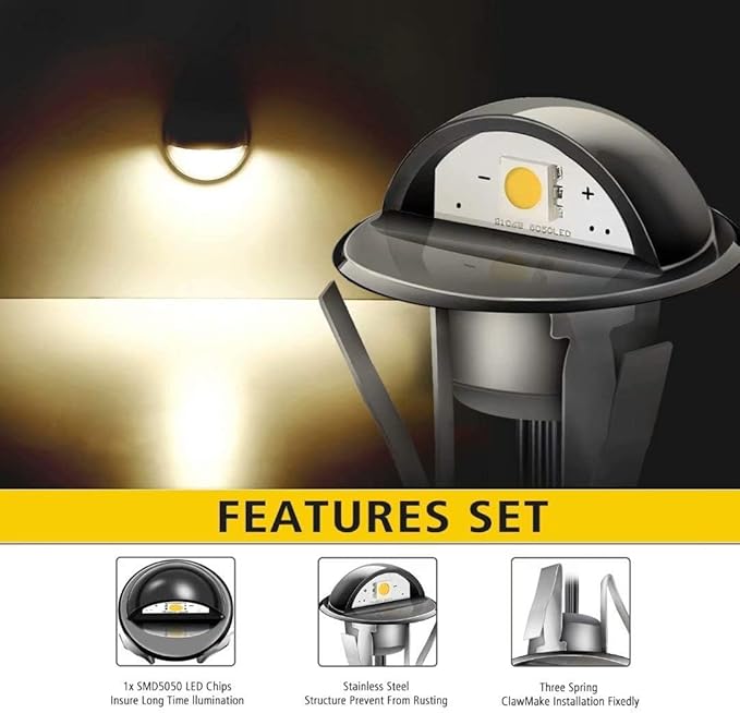 30pcs LED Deck Lights Low Voltage IP65 Waterproof Recessed LED Deck Lighting, Half Moon F1.38 Yard Garden Patio Step Landscape Pathway Decor Lamps, Warm White