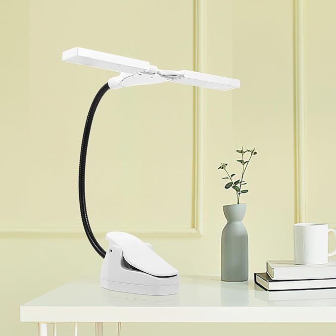 LED Rechargeable Clip-on Music Stand Light Flexible Gooseneck Piano Lamp with LED Desk Light for Upright Piano and Reading Battery Powered Portable Clip for Practice Random Color