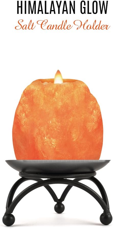 Himalayan Glow Hand Carved Himalayan Salt Candle Holders, Home Decor Item Great as a Night Light (Pack of 2)