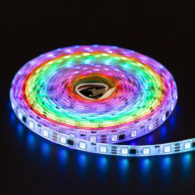 BTF-LIGHTING WS2811 IC=RGB+IC Addressable Dream Color LED Strip 16.4FT 60LEDs/m 20Pixels/m IP65 Splash Proof White PCB Flexible DC12V Chasing Effect for Home Indoor Decor(No Adapter or Controller)