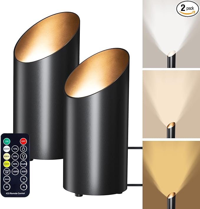 Brightown 2 Pack Uplights Indoor Floor Can Lights - 6000K LED Up Lights with Remote and Timer, 3 Color Temperatures and Dimmable Uplighting Spotlights for Dark Corner Sofa House Plant Picture