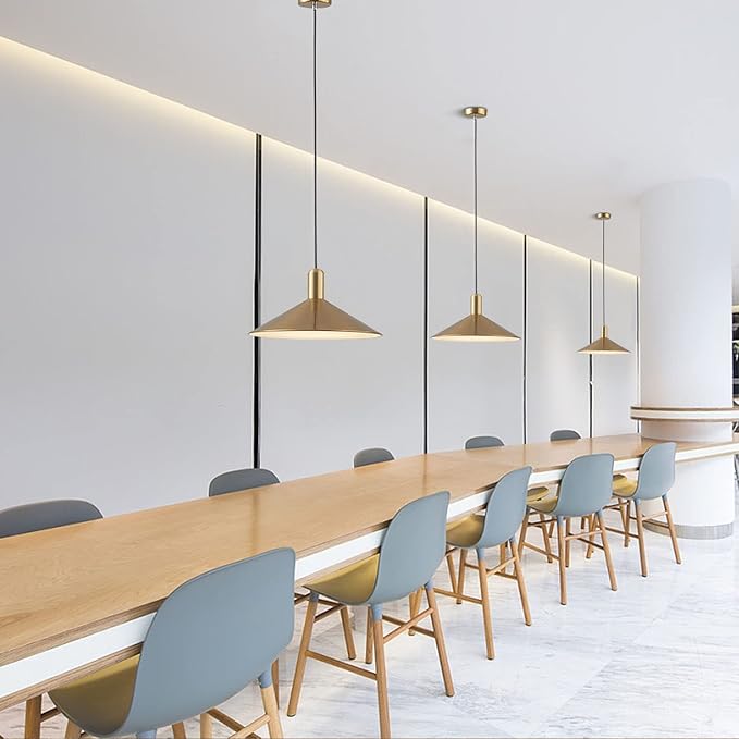 KCO Lighting Mid Century Modern Dome Pendant Light Gold and Black Barn Pendant Light Brass Cone Ceiling Pendant Light Fixture Farmhouse Kitchen Island Lighting (Gold)