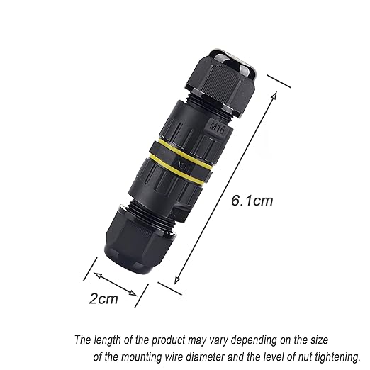 IP68 Junction Box 2 Way/2 Pin Outdoor Waterproof Connection Box M16 Cable Connection Box Ø3.5-7mm 2 Pole Cable Connector,for Repair and Extend Power Cables,Black 2 Pcs.(M16 2P)