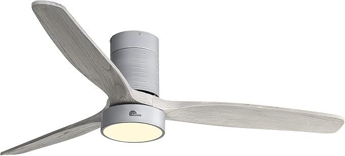 Sofucor Low Profile Ceiling Fan with Lights and Remote, Quiet Energy-Saving with 6-Speed, 52'', Gray
