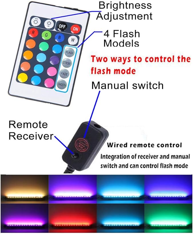 Aquarium Air Bubble Light, RGB LED Fish Tank Light with 16 Colors & 4 Modes, Remote Control, IP68 Submersible Aquarium Lamp for Turtle Tank, Betta, Shrimp