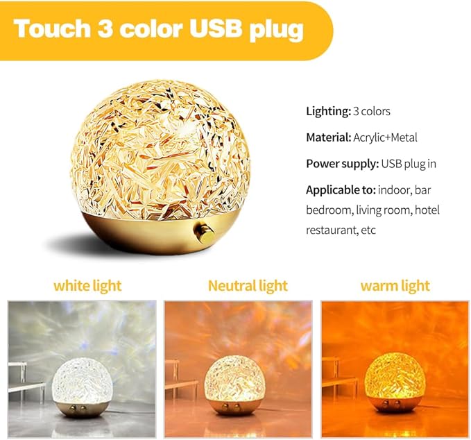 Water Wave Dynamic Projection Atmosphere Lamp, Ocean Wave Light Projector Lamp, Water Ripple Night Light Projector 3D Water Wave Lamp Sunset Lights Table Lamp for Home Bedroom Decors (3-Color Light)