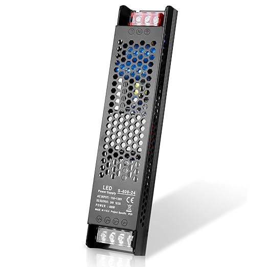 LED Driver 24V 400W 16.7A Slim LED Power Supply, AC 110V to 24V DC Adapter, Constant Voltage LED Transformer for Strip Lights, Bulbs, Garden and Cabinet Lights