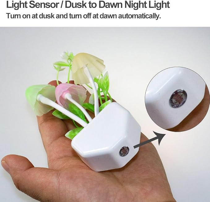 AUSAYE Plug in Night Light, Sensor Light Color Change Cute Mushroom Light LED Nightlights for Kids, Adults, Bedroom, Bathroom,Hallway, Stairs, Kitchen
