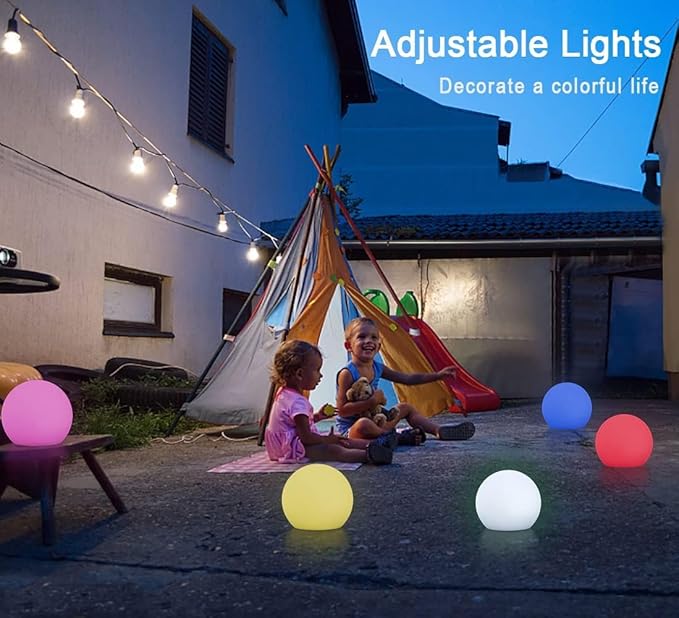 Waterproof 8-Inch LED Floating Pool Lights, Rechargeable Orb Night Light for Kids, 16 RGBW Color-Changing Light Up Ball, Hot Tub Lights, Pool Accessories, Remote Control (1Pack)