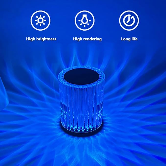 Portable Crystal Table Lamp,3 Color Touch Control Rechargeable Lamp,3-Levels Brightness Room Decor Desk Lamp (16 Color)