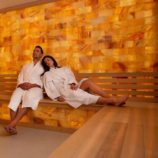 Himalayan Salt Block 8x4x1 & Pink Salt Tiles for Wall, Spa, Sauna and Home Décor (4)