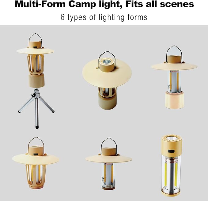 Retro Rechargeable LED Camping Lantern, 400LM 2000mAh, IPX4 Waterproof with Stand/Magnetic Base/Hook, 5 Light Modes, Rechargeable Vintage Lantern for Camping, Hiking, Power Outages, Gifts