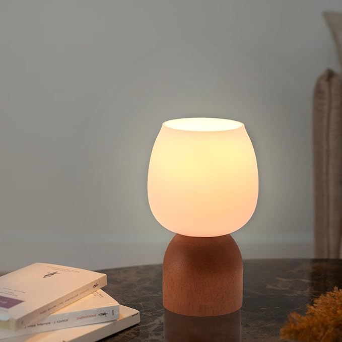Small LED Table Lamp for Bedroom,RGB Color Changing Desk Light,Remote Control Light Brown