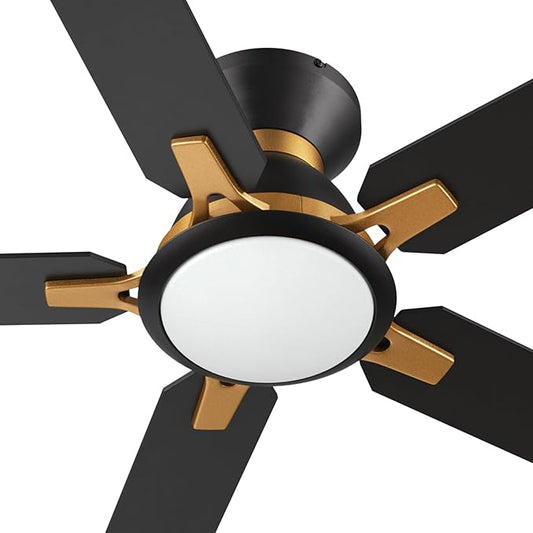 52'' Low Profile DC 10 Speeds Smart Ceiling Fan with Lights and Remote, Compatible with Alexa, Siri & Google Home & APP, 3 Light Colors Dimmable Black and Gold Fan