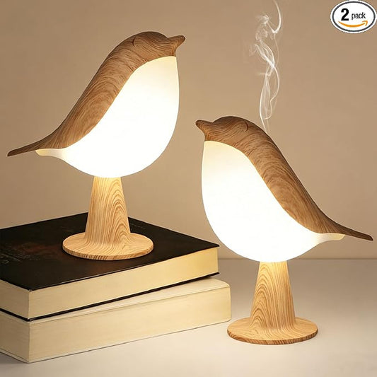 VoMii Bird Desk Lamp Set of 2, Small Table Lamp Cordless Touch Dimmable Night Light with 3 Color Temperature, Rechargeable Decorative Lamps for Bedroom Bedside Nightstand, Desk Decor, Bird Gifts