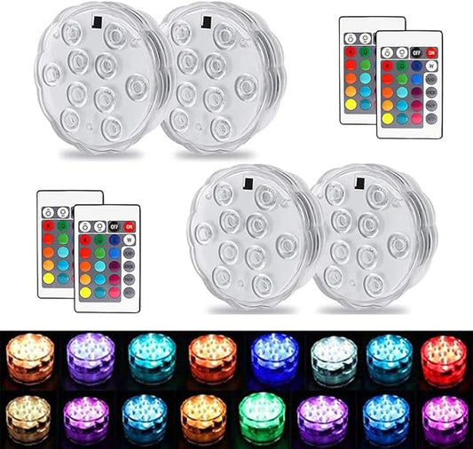 Submersible LED Lights with Remote Control, 16 Colors Changing Waterproof LED Tea Lights, Pool lamp Battery Operated Underwater Pond Light for Aquarium Garden Wedding Party