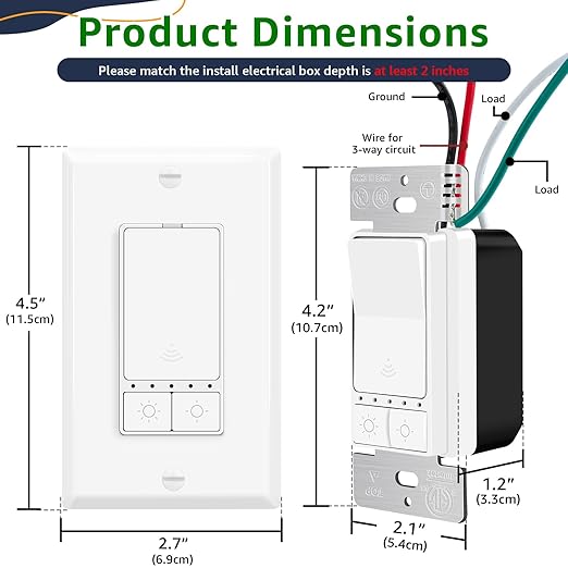 Greencycle Smart Dimmer Switch,4PK Single Pole, Needs Neutral Wire,2.4GHz WiFi Light Switch,Work with Alexa and Google Home, ETL Certified,No Hub Required,for Dimmable 150W LED CFL,600W Incandescent