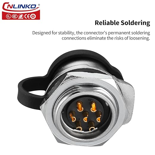 CNLINKO LP20 7 Pin Waterproof Connectors,IP68 Circular Connectors Fast Locking Plug,2-12 Pin Power Connector M20 Male Female Plug,LED Outdoor Lighting Connectors(7 Pin)