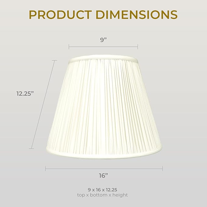 Royal Designs, Inc. Deep Empire Gather Pleat Basic Lamp Shade, Eggshell, 9 x 16 x 12.25