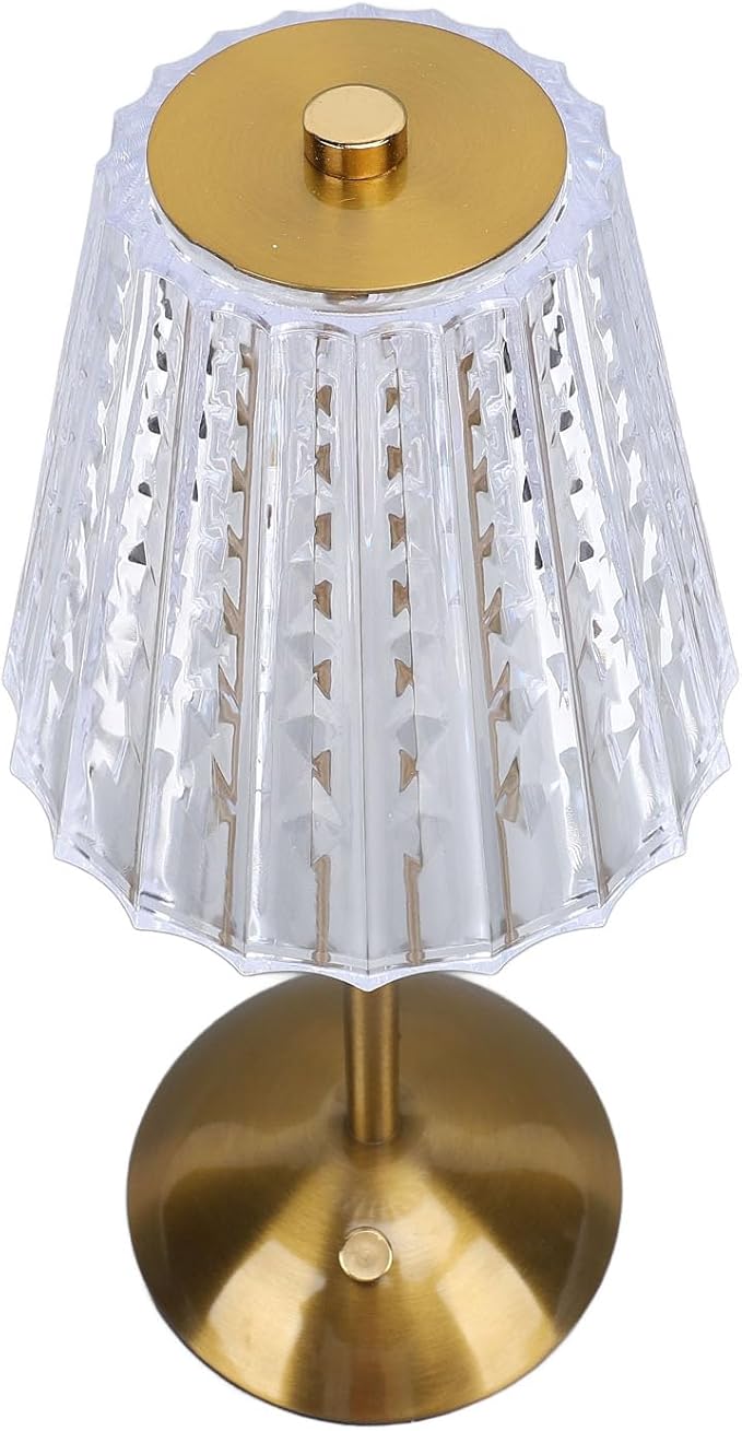 LED Cordless Crystal Table Lamp, Stepless Dimmable 3 Color Temperature Touch Control USB Rechargeable Nightstand Lamp for Home Bedside with High Brightness Light