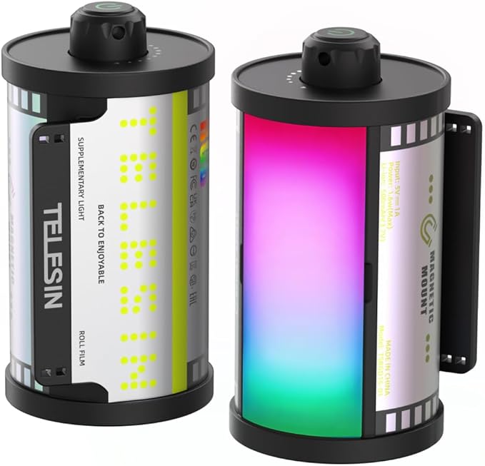 TELESIN Magnetic RGB Video Light | Cold Shoe Mount for DSLR Camera Light Photography Attachment | CRI 95 & with Soft Diffuser | Portable RGB LED Camera Light | Vlogging, Streaming, Content Creator