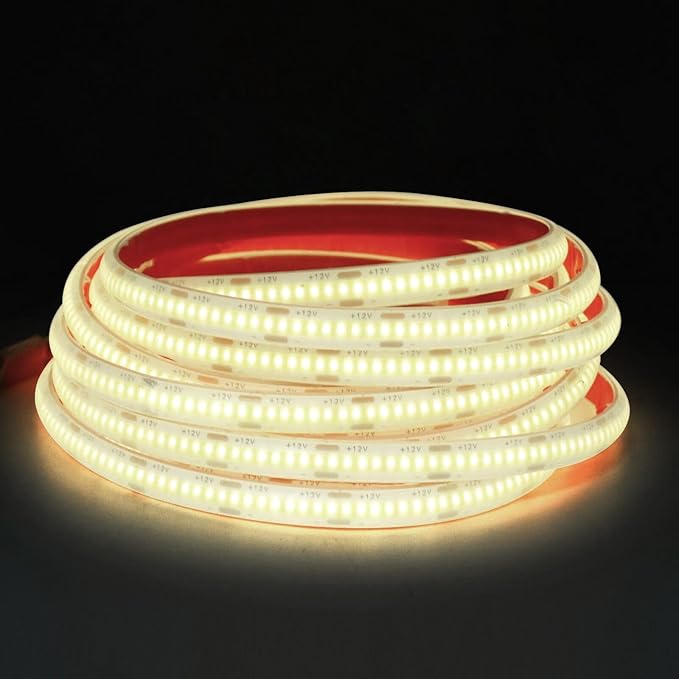 KISUFU 12V COB LED Strip Light with Solar Panel, 320LEDs/m IP68 Waterproof Flexible Dimmable Led Lights with Solar USB Controller Clips for Outdoor Garden, Garage, Eaves, Decoration.